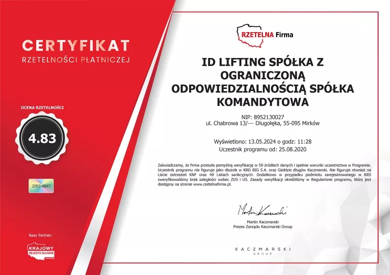 certyfikat-rzetelnosci-id-lifting-spzoo